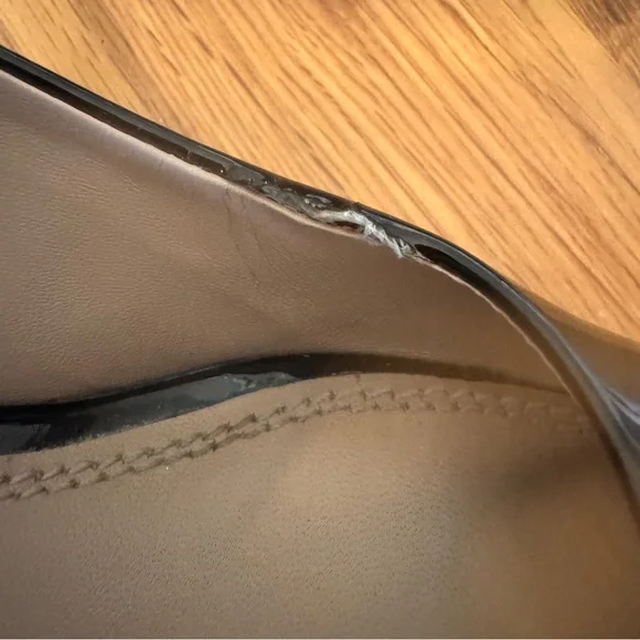 Tory Burch Jade Peep Toe Patent Leather Wedge Pumps Black Size 8 - Picture 10 of 12